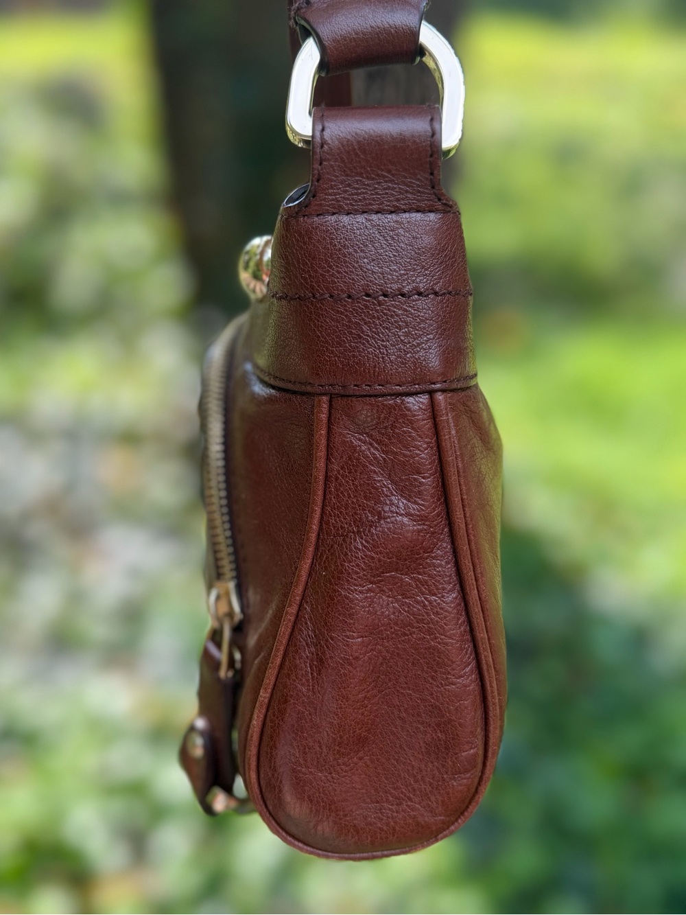 Bally VINTAGE Y2K Cognac Leather Shoulder Baguette Bag Pristine Gold Hardware - Picture 4 of 16